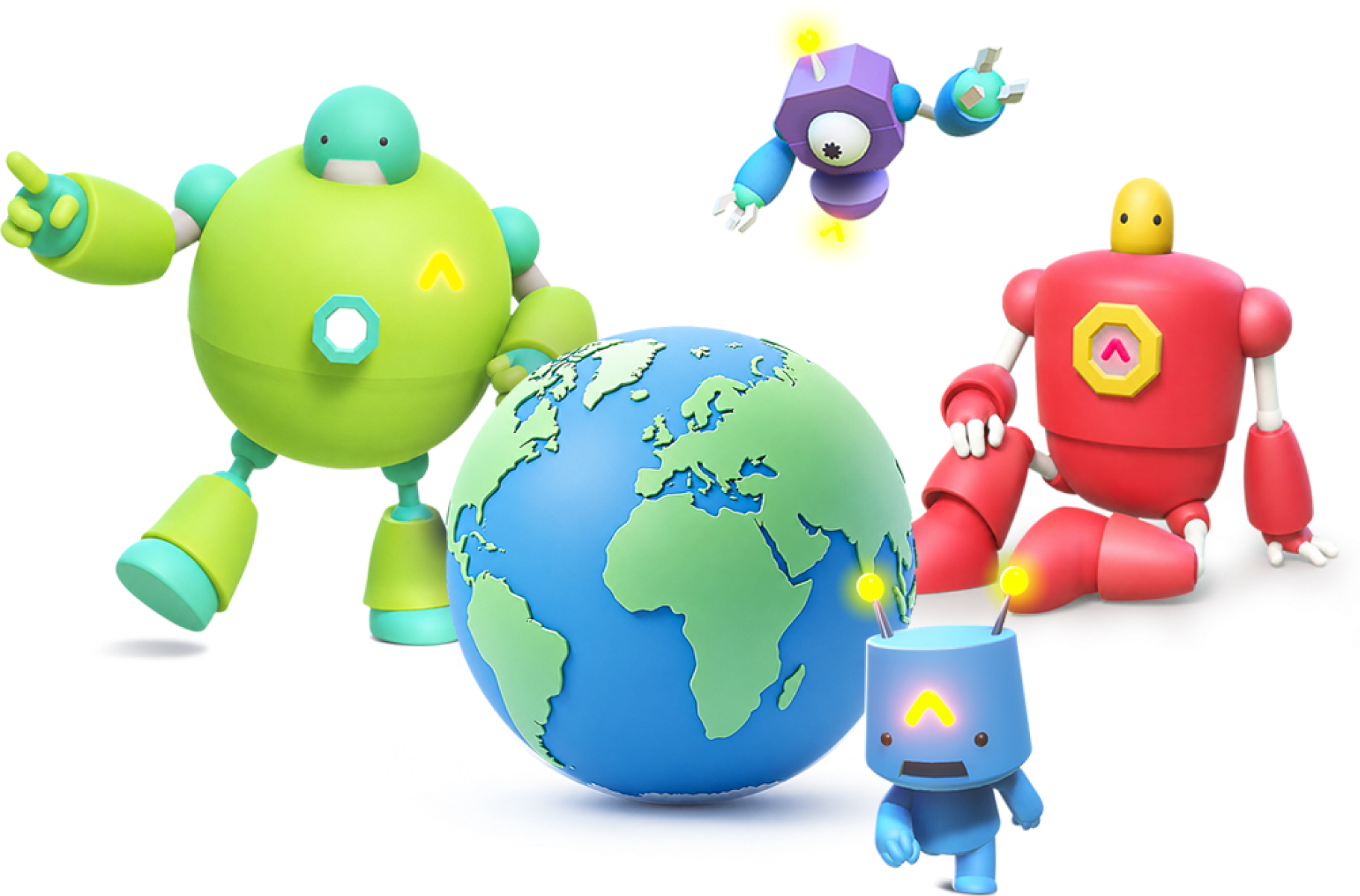 RoboThink characters and globe